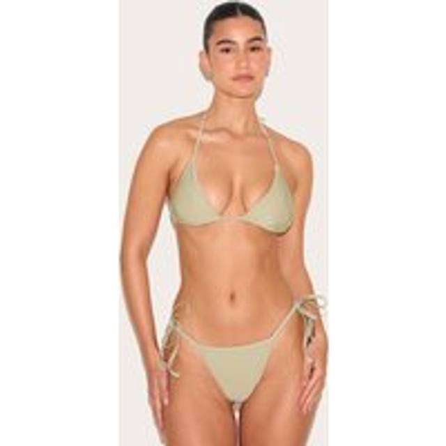 Sage Basic Triangle And Tie Side Bikini Set, Sage - XS