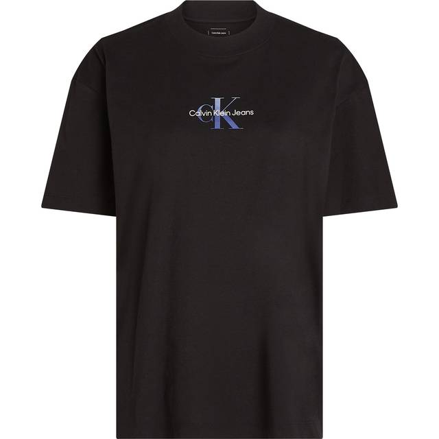 Calvin Klein Jeans Gradient Logo Oversized T-Shirt - Black, Black, Size Xs = Uk 6, Women - XS = UK 6
