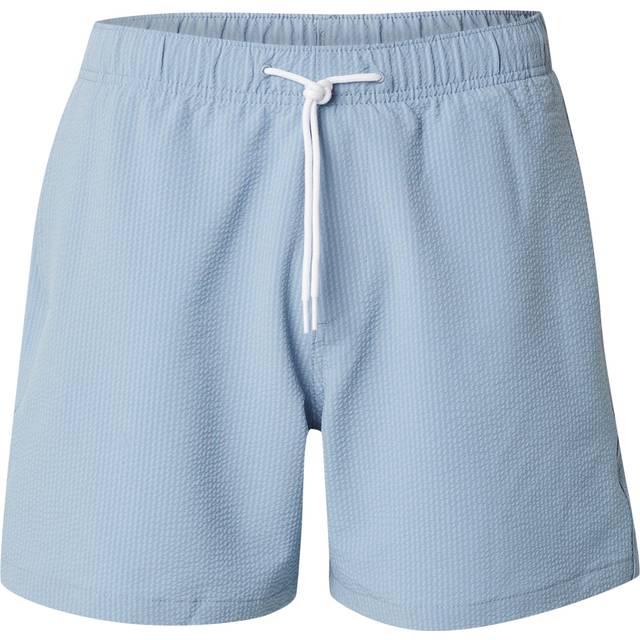 Mid-Thigh Seersucker Volley Swim Trunks