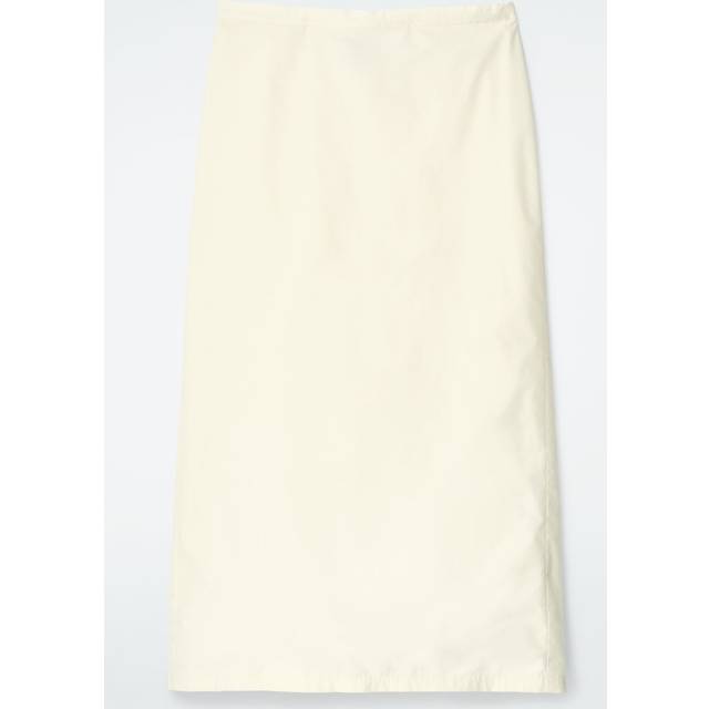 Cotton Drawstring Midi Skirt - Yellow - 32