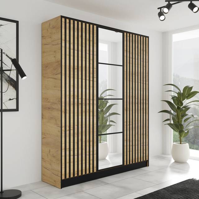 WARDROBE - Oak Craft Gold (205cm H X 156.4cm W X 39cm D)