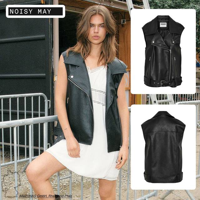 Noisy May - Lina Black Contrast Lining - Vest - black - XL - 100% Polyester,100% Polyurethane