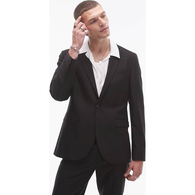 Topman Sort Smal Habitjakke - Smal