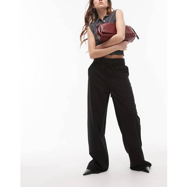 Mango Cagliari Wide Leg Trousers, Black