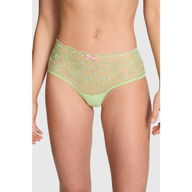 Victorias Secret PINK Pale Petal Green Cheeky Lace Knickers - pale petal green - XS