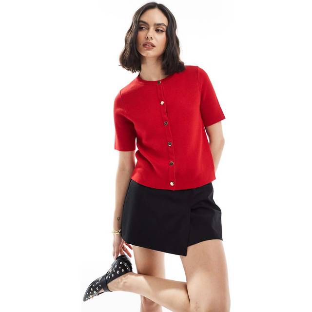 New Look Women's Red Compact Knit Short Sleeve Cardigan - UK 6