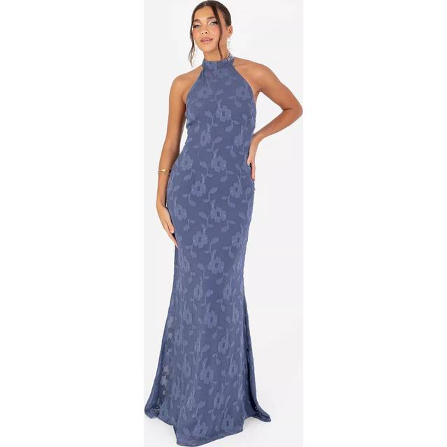 Anaya With Love Floral Halterneck Maxi Dress, Indigo Blue