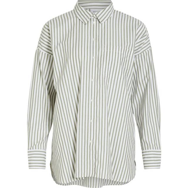 Finely Striped Shirt - white/green - 10