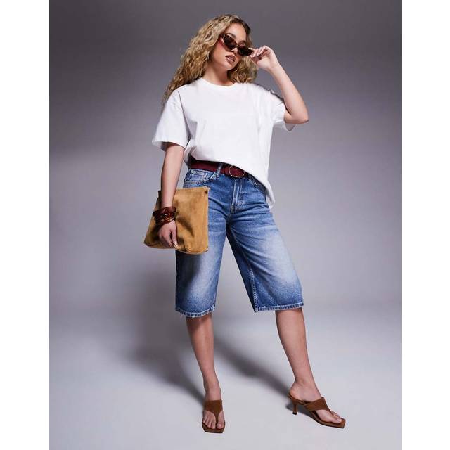 River Island Womens Blue Mid Rise Longline Jorts - 12