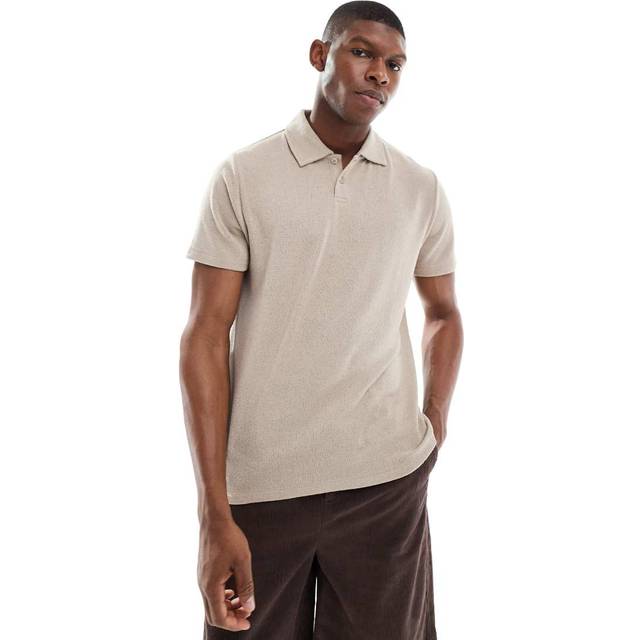 New Look Men's Brown Regular Textured Polo Top - XS