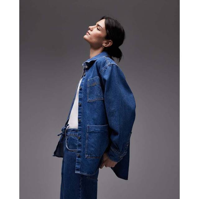 Lacoste Oversized Denim Overshirt Size 10 Blue Chine