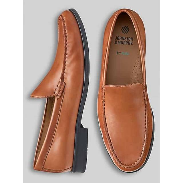 Johnston & Murphy Men's Harrison Venetian Glove Leather Slip Ons Cognac - Size: 8 D-Width - Brown