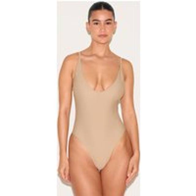Stone Basic Low Scoop Swimsuit, White - 12