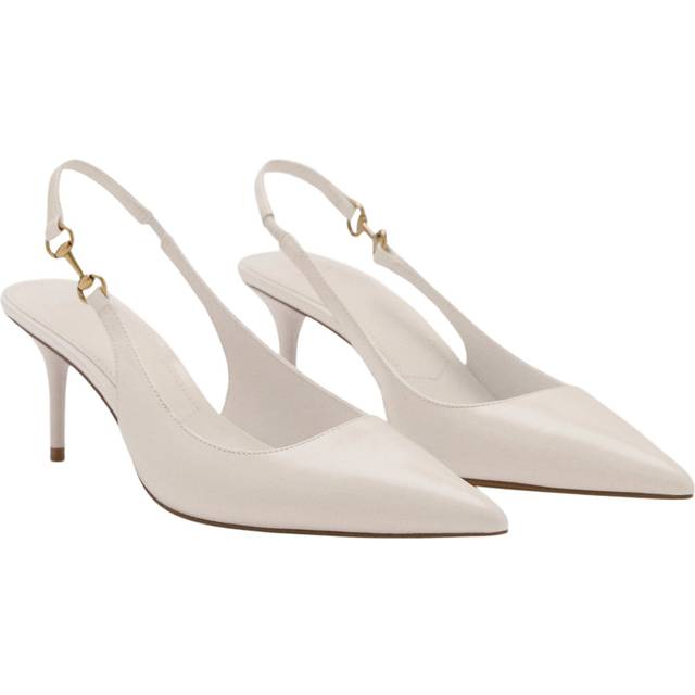 Mango Gali Link Detail Stiletto Court Shoes, Cream