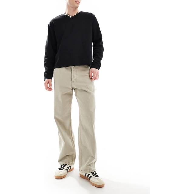 Jack & Jones – Alex – Baggy jeans i ljusgrå tvätt och snickarmodell-Grå/a
