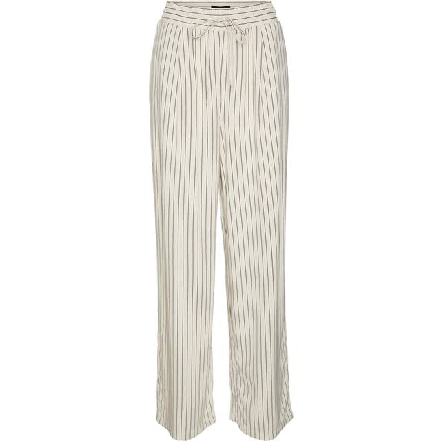 Striped wide leg trousers - Striped Beige - XS