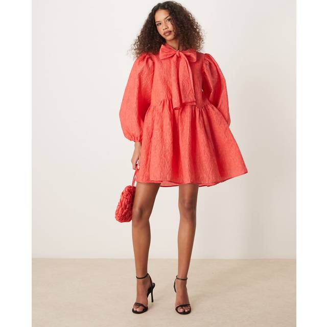 Sister Jane Parakeet Bow Mini Dress, Light Red