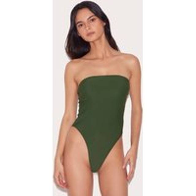 Khaki Strapless Swimsuit, Green - 4