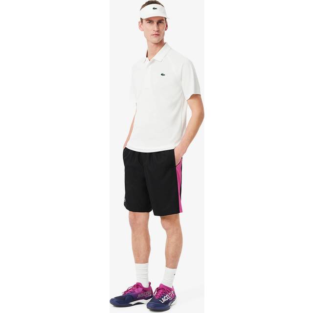 Lacoste Print Branded Tennis Shorts Size 4 - M Black / Pink