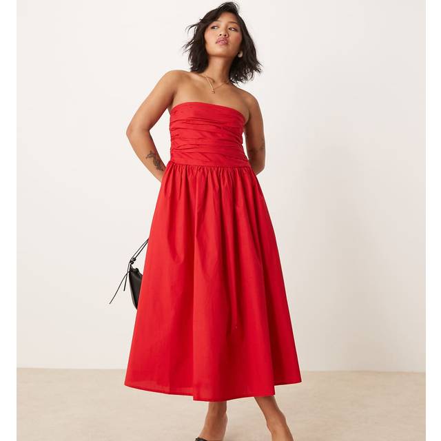 Nobody's Child Petite Felicity Sleeveless Organic Cotton Midi Dress, Red