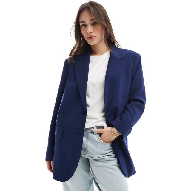 Stradivarius – Marinblå kavaj i oversize
