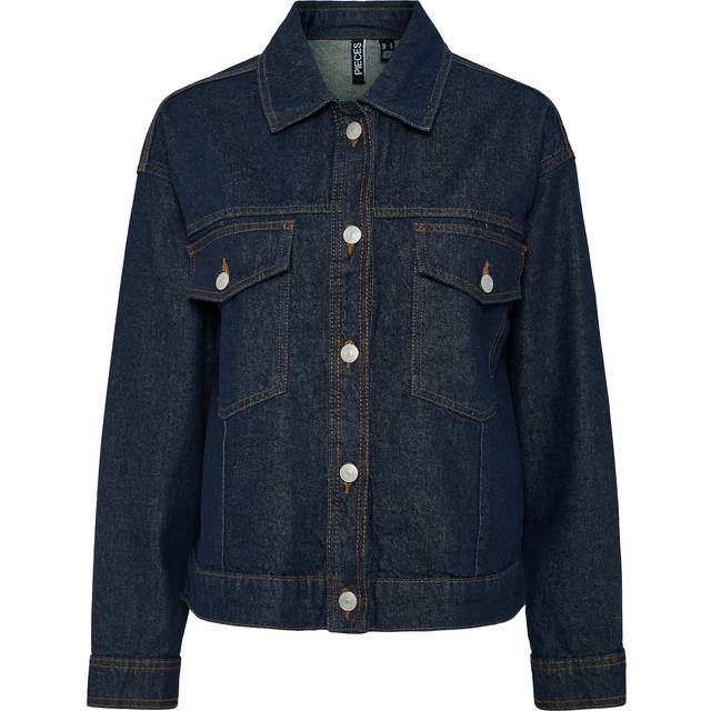 Pieces Pcelma Denim Jacket Noos BC Dam Jeansjackor Stl. M - Från Magasin - Dark Blue Denim/rinse Wash (M)