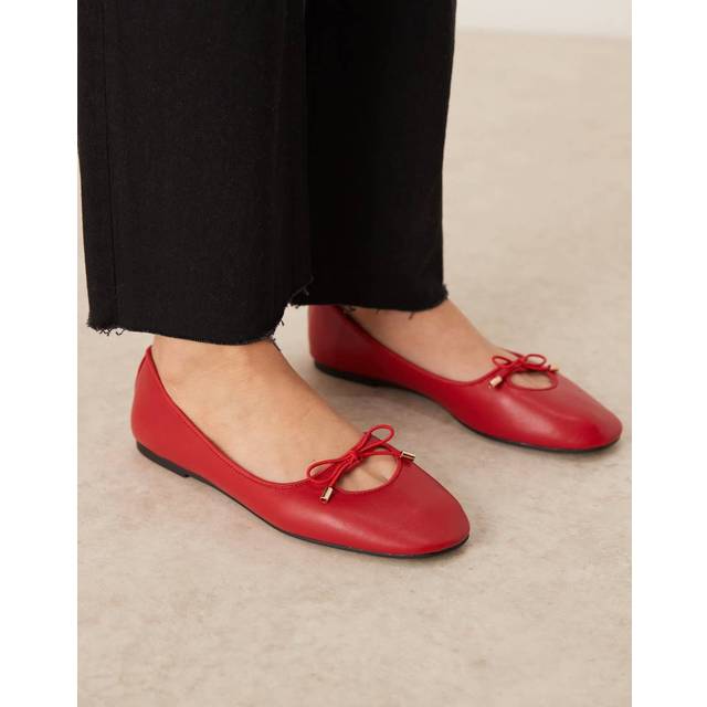New Look Women's Red Cutout Faux Leather Ballet Pumps - UK 8