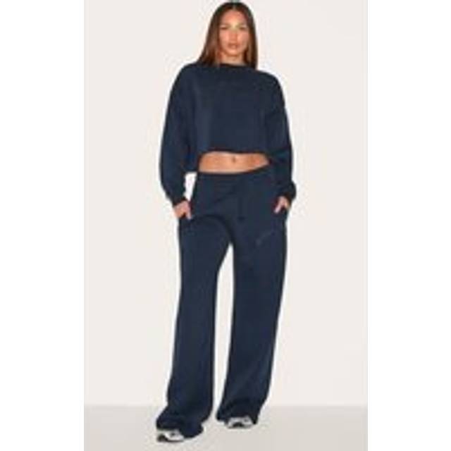 Tall Navy Drawstring Wide Leg Joggers, Blue - 6