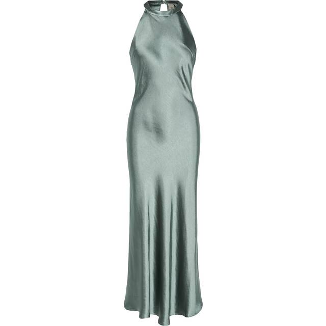 YAS Soli Satin Open Back Dress, Chinois Green