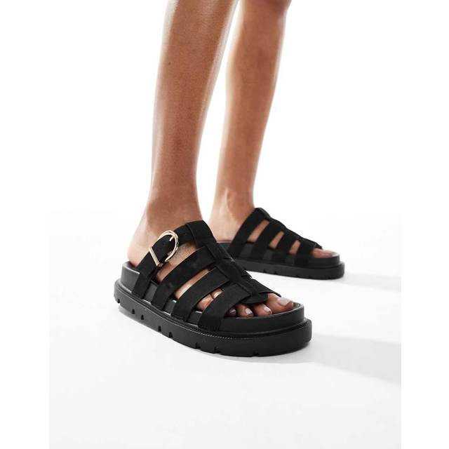 New Look – Svarta, grova gladiatorsandaler med öppen häl-Svart/a