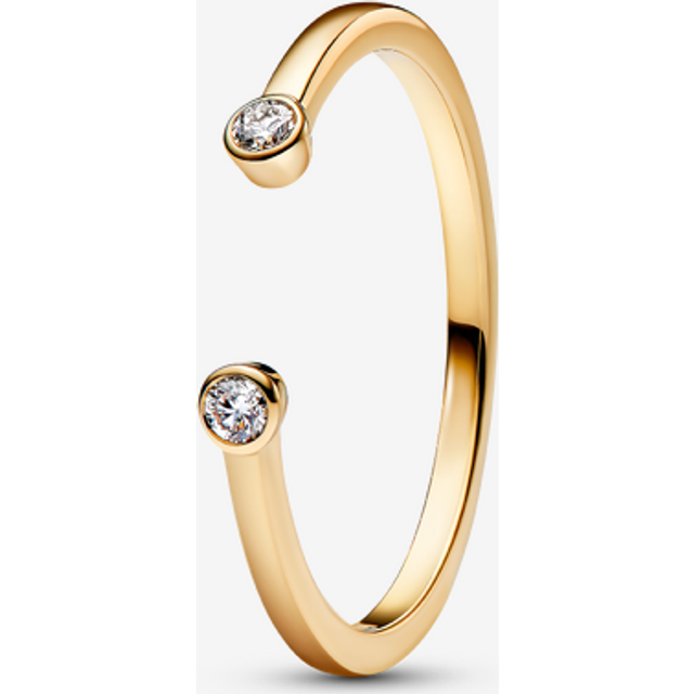 Pandora Era Bezel Lab-Grown Diamond Open Ring - 14k gold / Lab-grown diamond - Sz. 56 - Clear