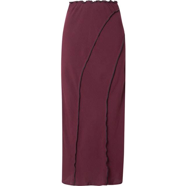 Topshop – Vinröd maxikjol med råskuren kant, del av set
