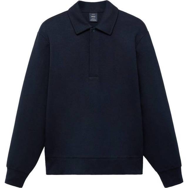 Mango – Marinblå sweatshirt med krage