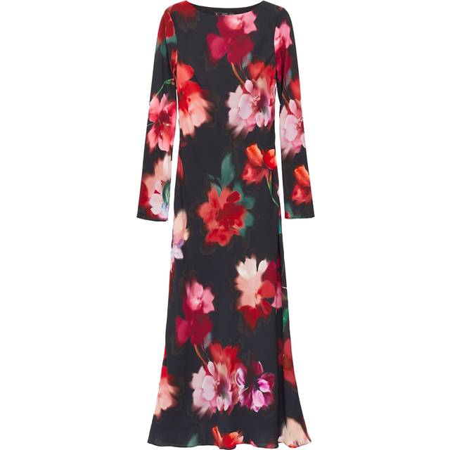 Floral-print midi-dress black - Woman - 8 - MANGO - Black