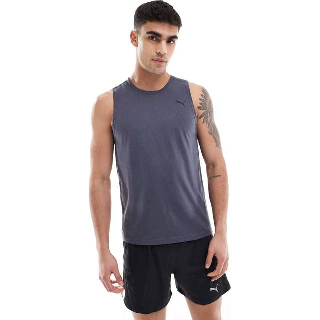 Puma Mens Training Tech Triblend Tank - Grey, Galactic Gray, Size M, Men