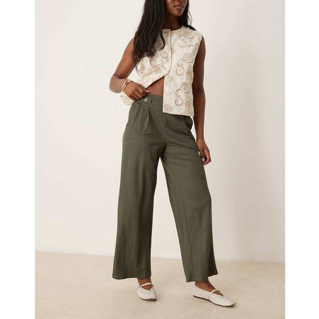 Wide Leg Trousers with High Waist - grey