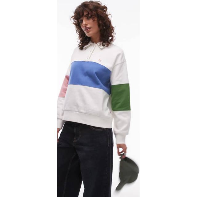 Levi's – Vit och blockfärgad sweatshirt i rugbystil-Vit/a