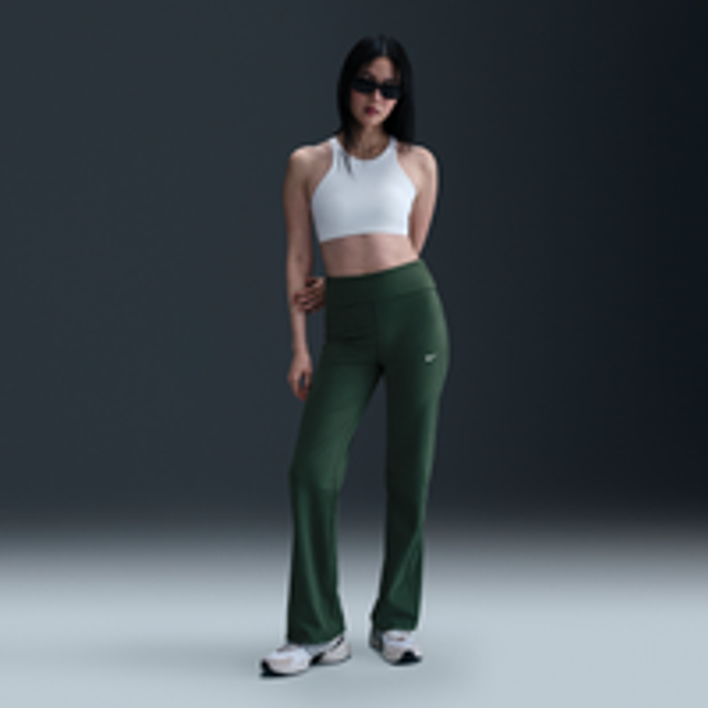 Nike Womens High-Rise Fold Over Pant - Green - Size L