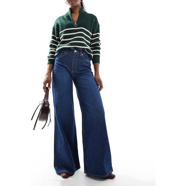 ASOS DESIGN – Indigoblå, mjuka jeans med vida ben
