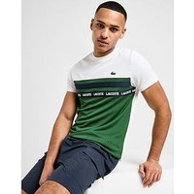 Lacoste Colour Block Tape T-Shirt - White - Mens - 2/XS