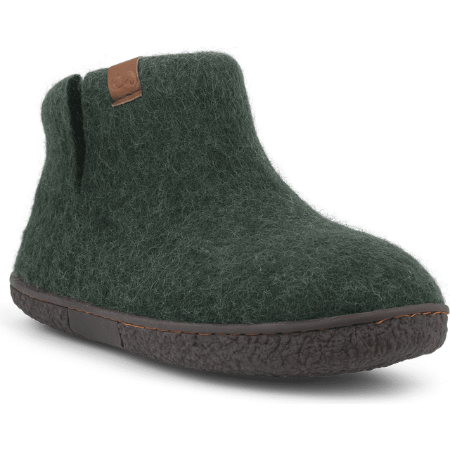 Hög grön toffel i ull med halkfria sulor från Green Comfort - 39