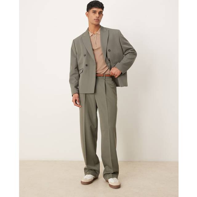 ASOS DESIGN – Gröna kostymbyxor med vida ben-Grön/a