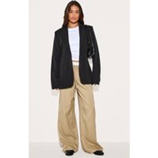 Olive Pinstripe Print Button Front Straight Leg Trousers, Green - 12