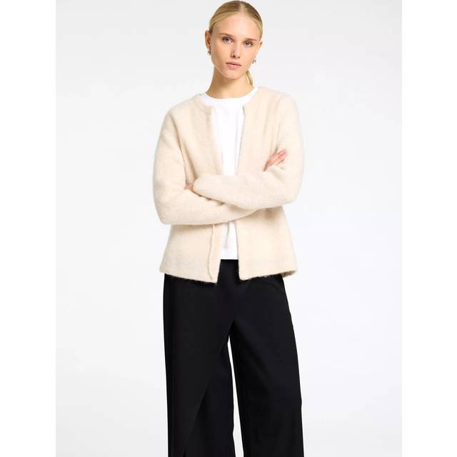 SELECTED FEMME Sia Alpaca Wool Blend Tie Cardigan, Cream