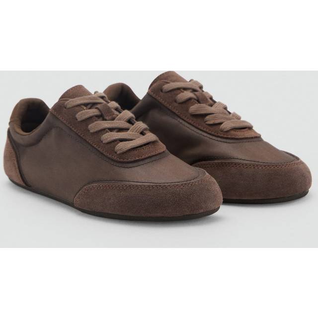 Lace-up suede sneakers chocolate - Woman - 2 - MANGO - Chocolate
