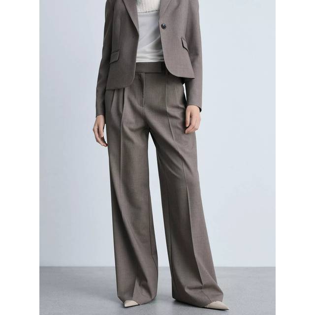 MANGO Trousers. - Helena Dam Breda Byxor Stl. 36 Från Magasin - Brown (36)