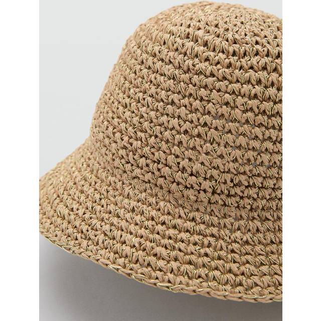 Lurex straw bucket hat beige - Woman - One size - MANGO - Beige - U