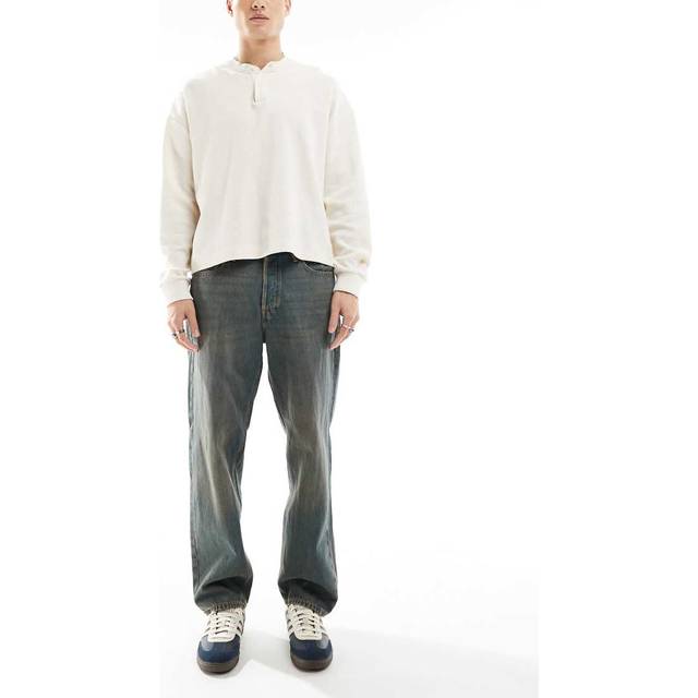 Jack & Jones – Eddie – Bruna, lediga jeans med tvättad finish