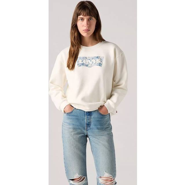 Levi's – Everyday - Gräddvit sweatshirt med rund halsringning och logga-Vit/a