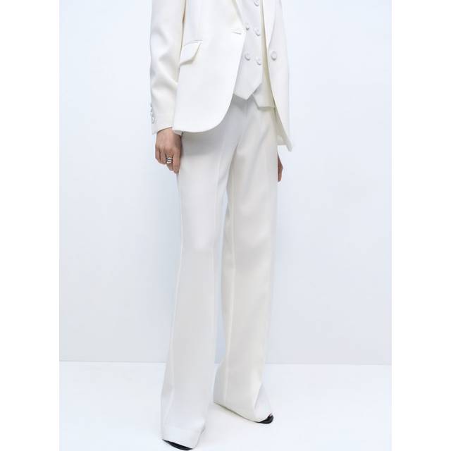 Mango Iguana Tailored Trousers, Natural White